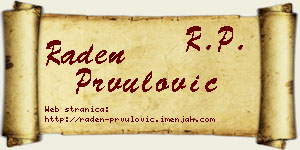 Raden Prvulović vizit kartica
